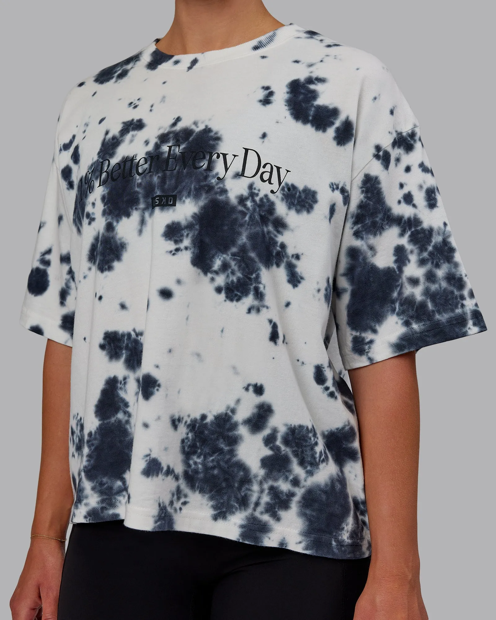 1% Better Heavyweight Cropped Tee - White-Black-Tie Dye