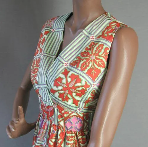 60s Mini Dress Vintage Pucci-Inspired Print 70s Sundress Baby Doll  M/L VFG