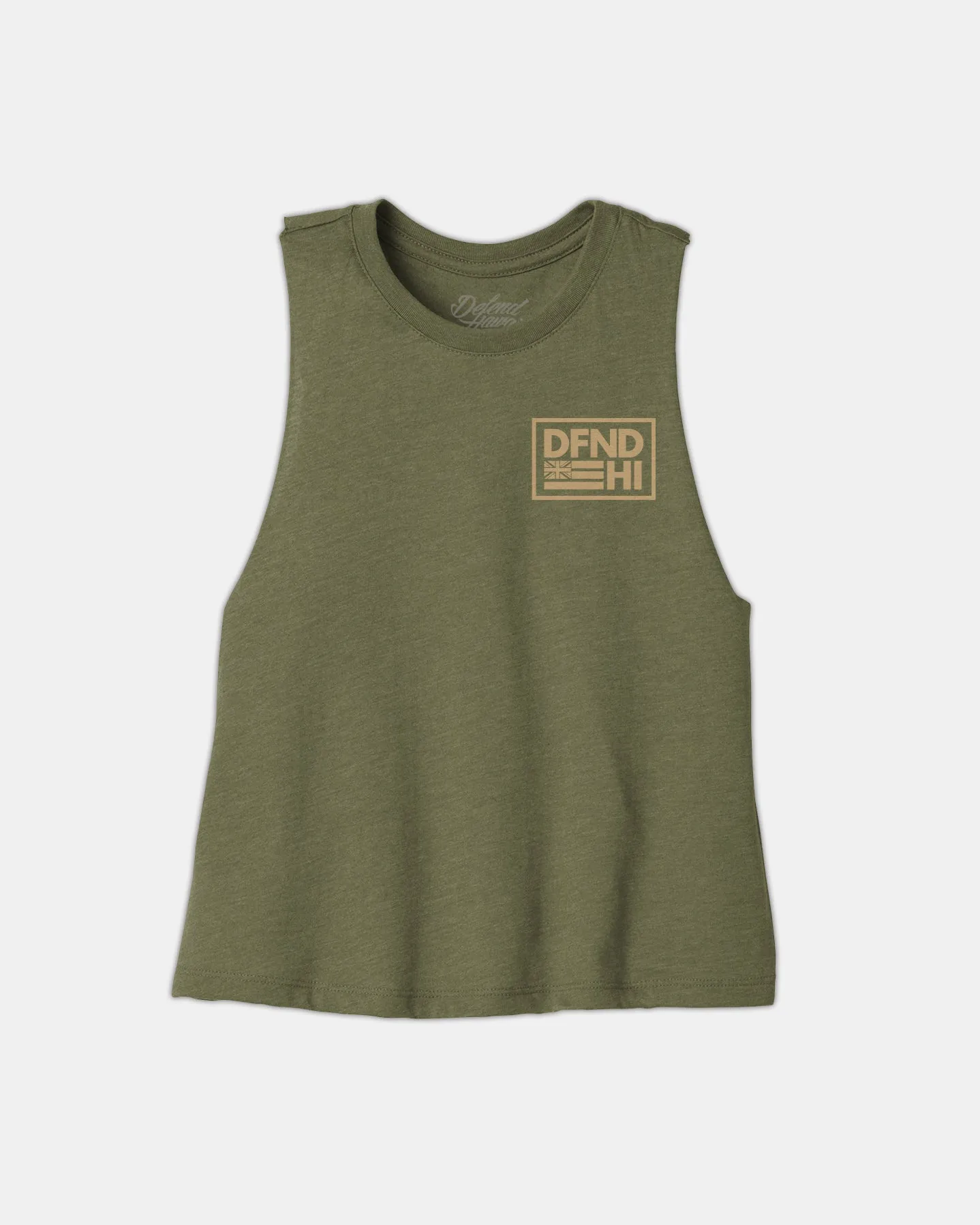 ACTIVE LOGO 'ELUA Olive Heather Crop Tank