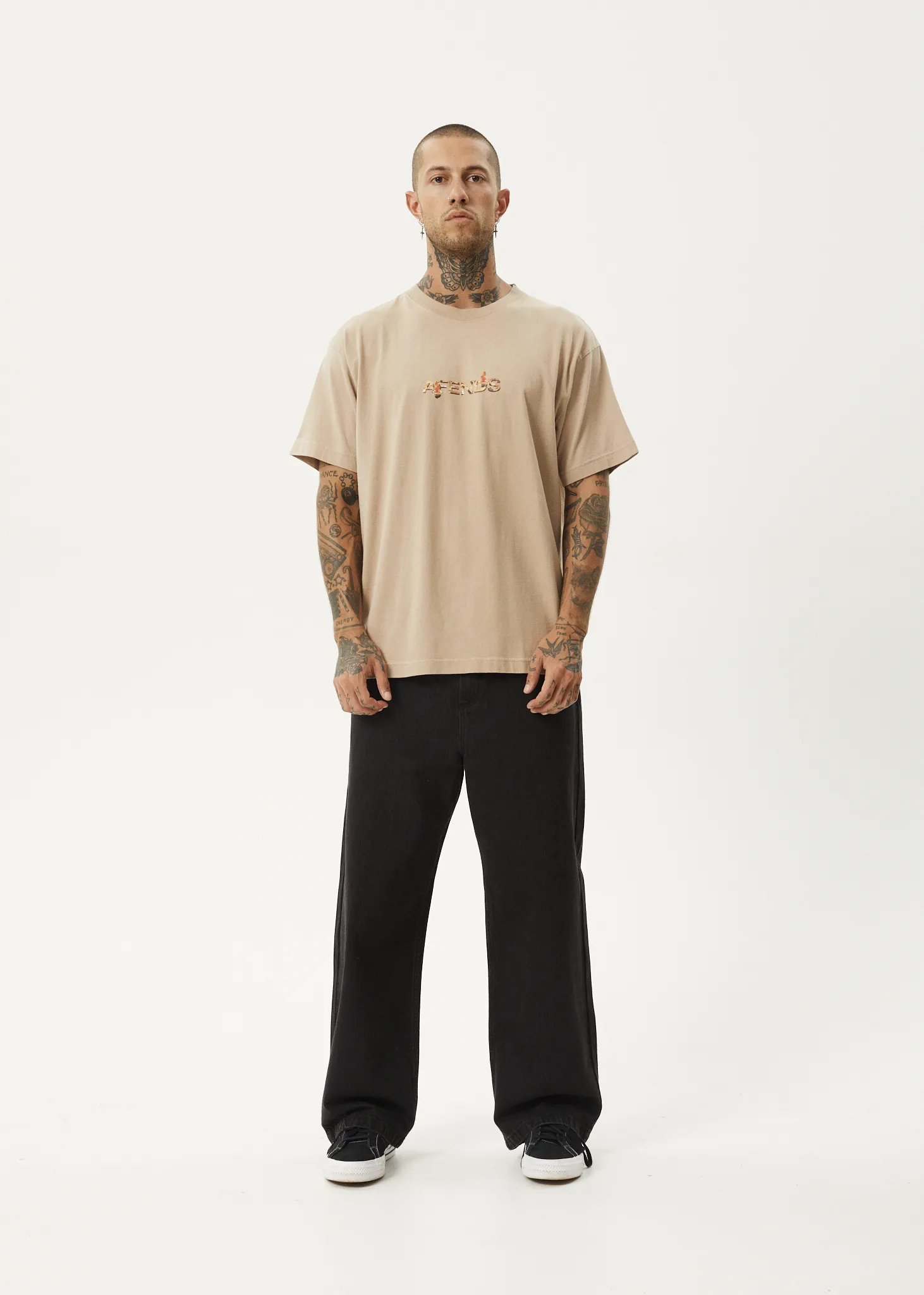 AFENDS Mens Age Old - Boxy Fit Tee - Taupe