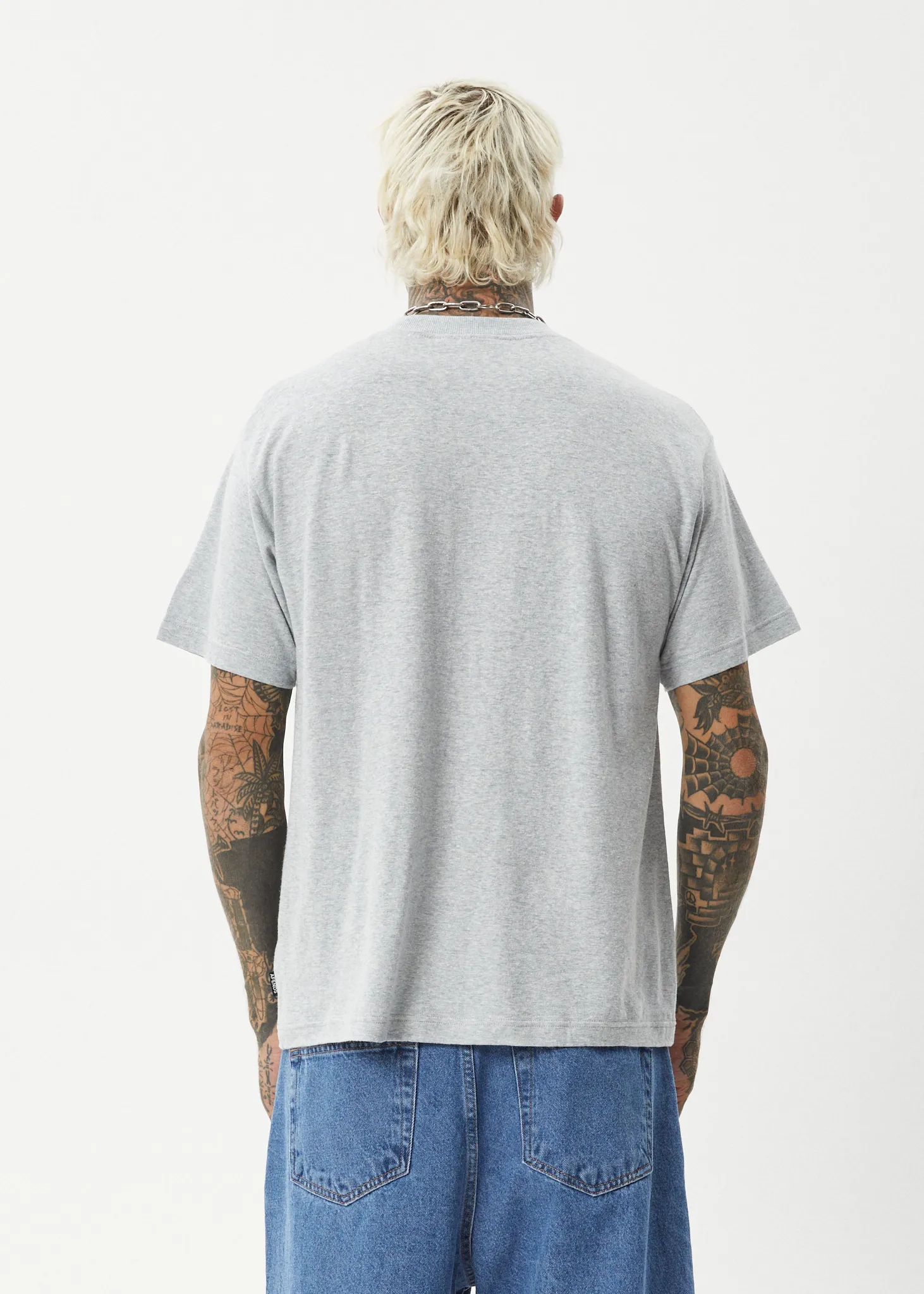 AFENDS Mens Foundation - Boxy Fit Tee - Shadow Grey Marle