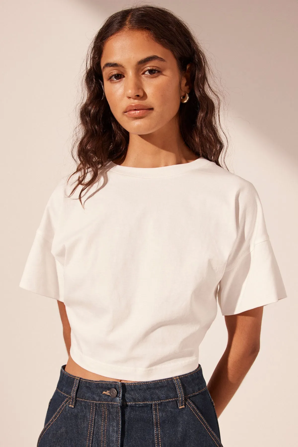 ALDA OPEN BACK DRAWSTRING CROP T SHIRT - WHITE