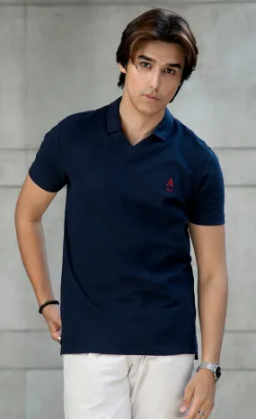 Alif Navy Polo (V-Neck)