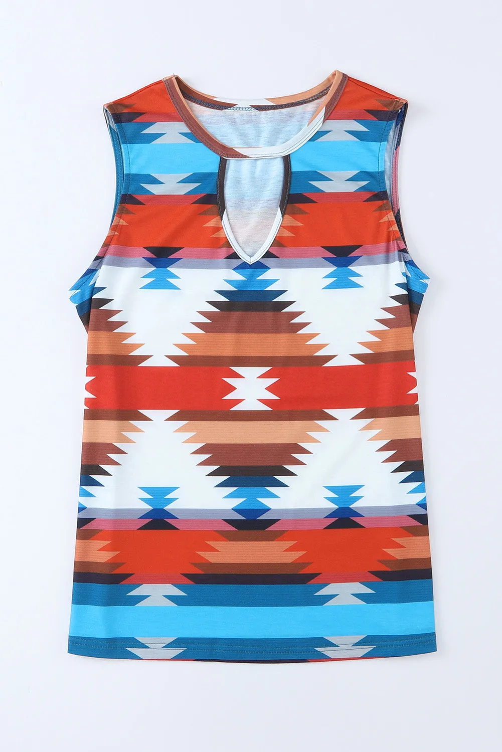 Aztec Hollowed Neckline Tank Top