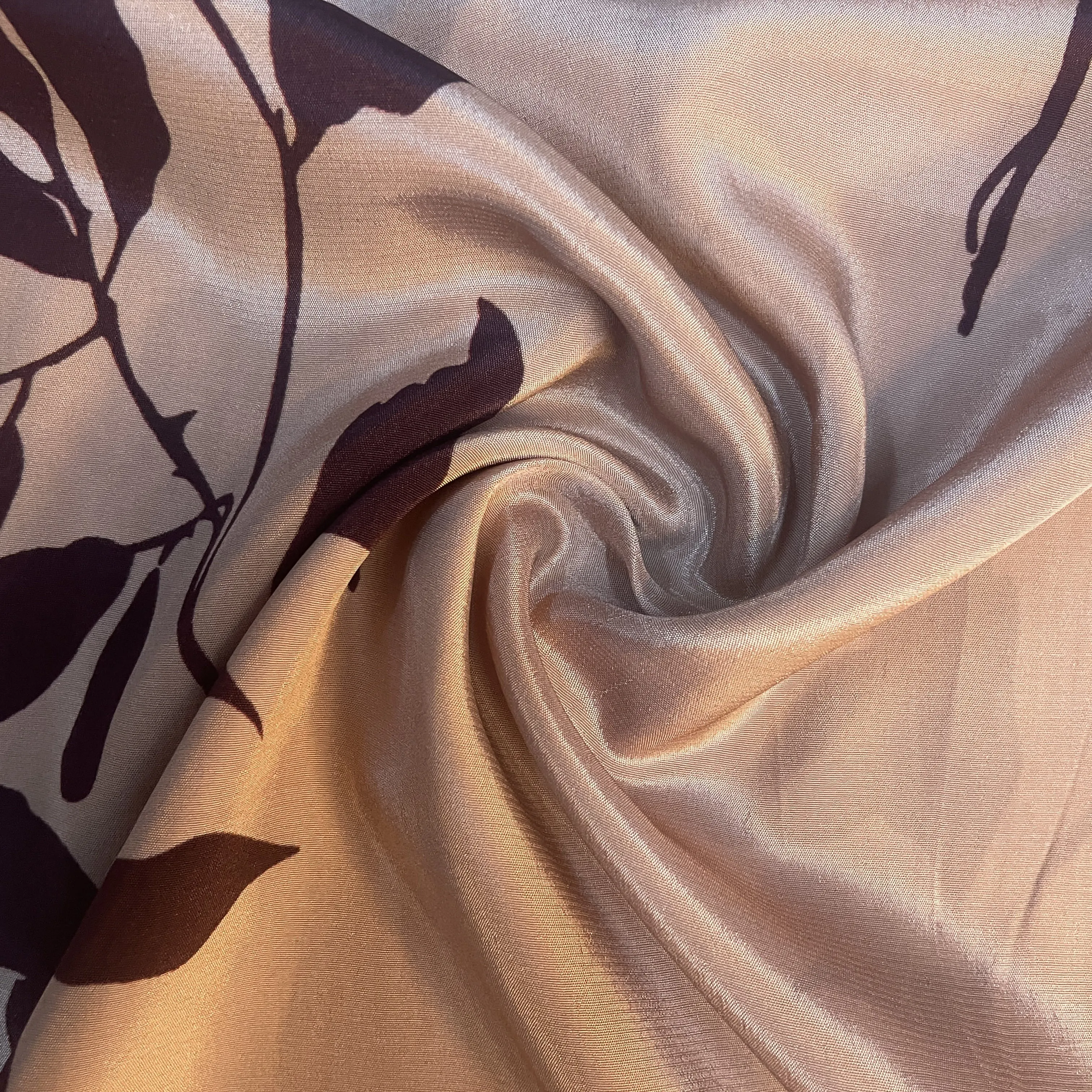 Beige Tropical Print Natural Crepe 20335