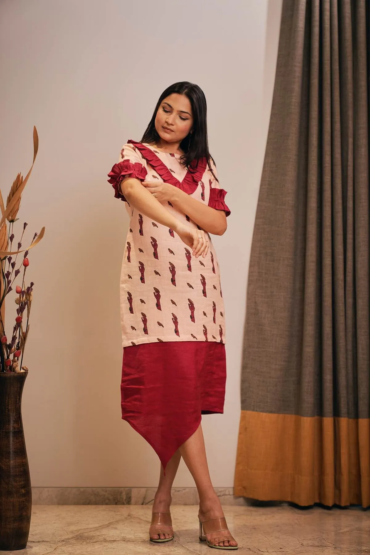 Birdie Directed Detachable Long Handloom Cotton Dress