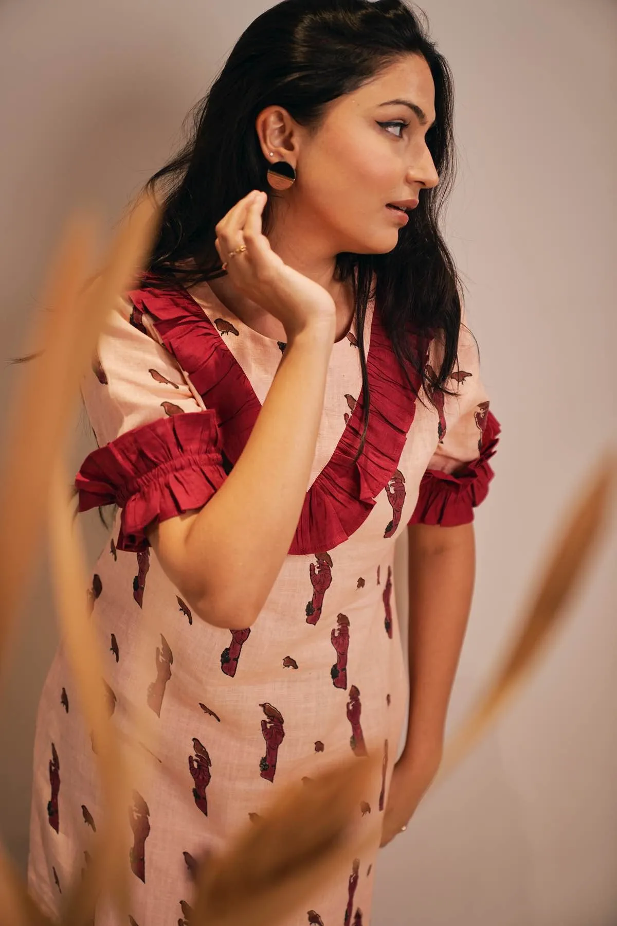 Birdie Directed Detachable Long Handloom Cotton Dress