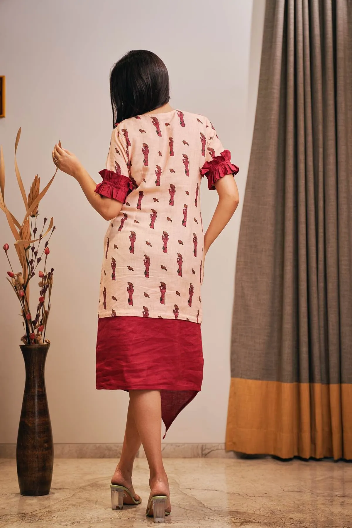 Birdie Directed Detachable Long Handloom Cotton Dress