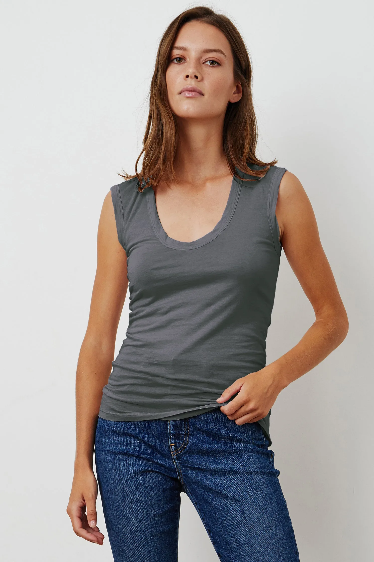 ESTINA GAUZY WHISPER FITTED TANK TOP