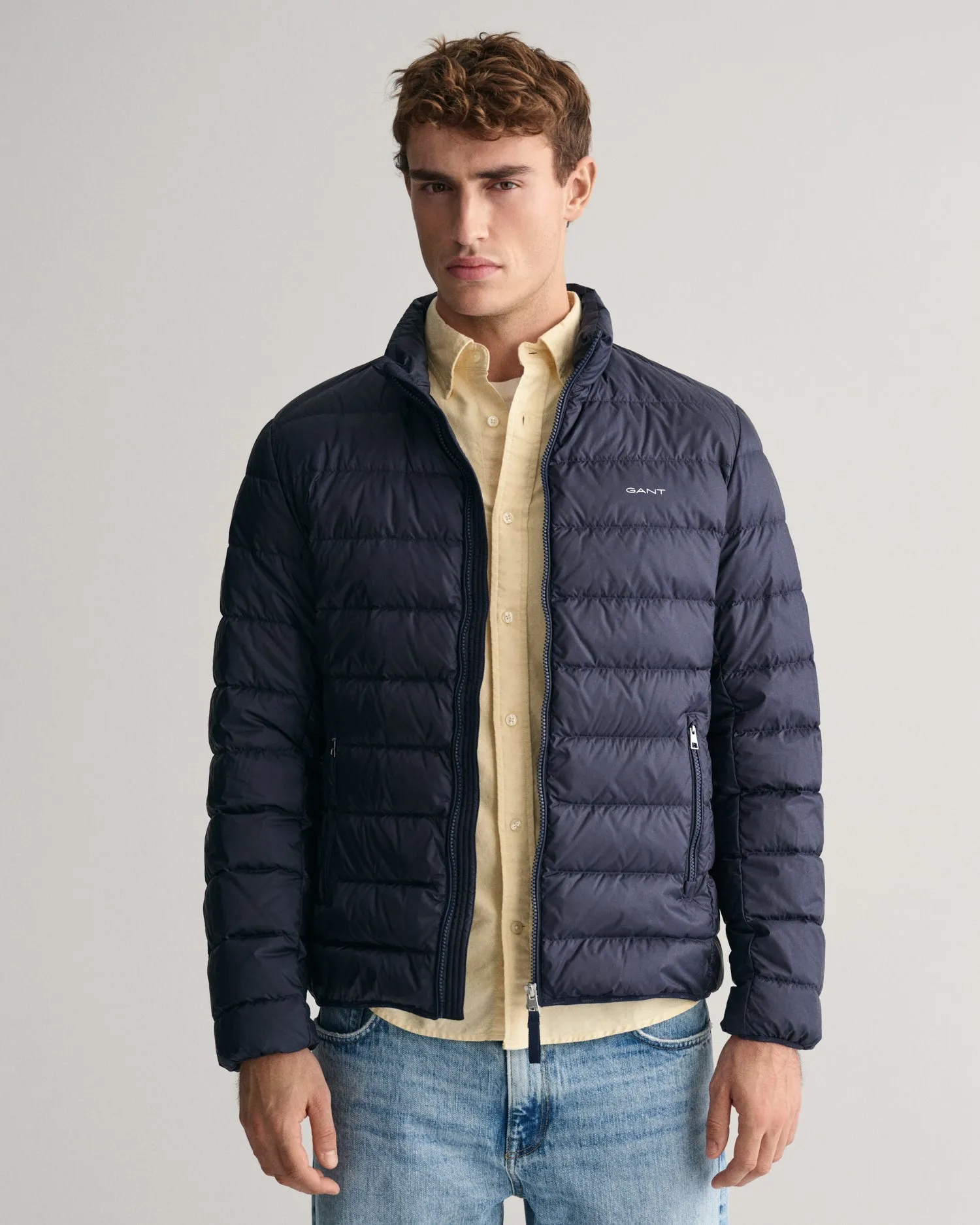 Gant Men Blue Solid Stand Collar Full Sleeves Puffer Jacket