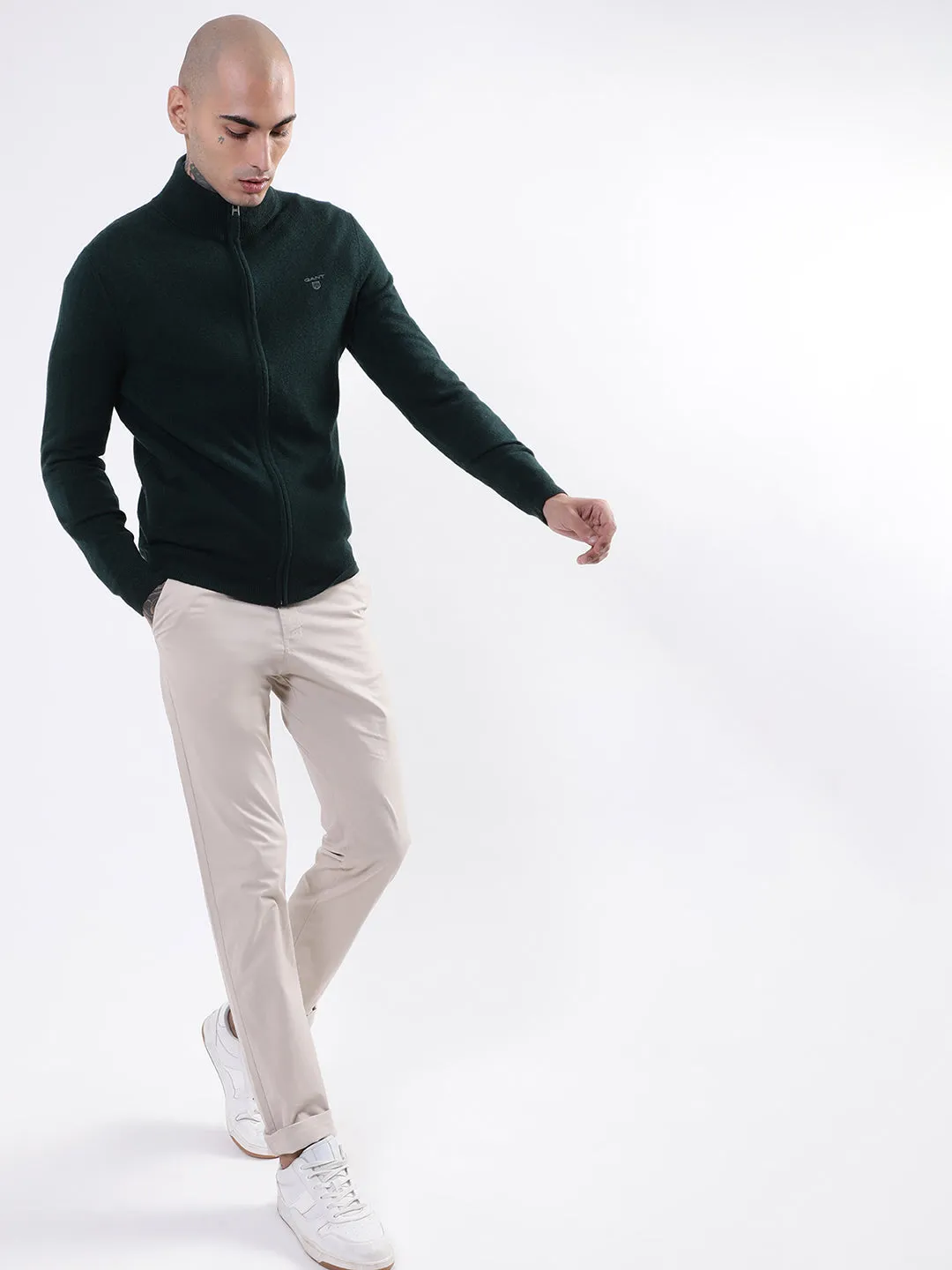 Gant Men Green Cotton Pullover