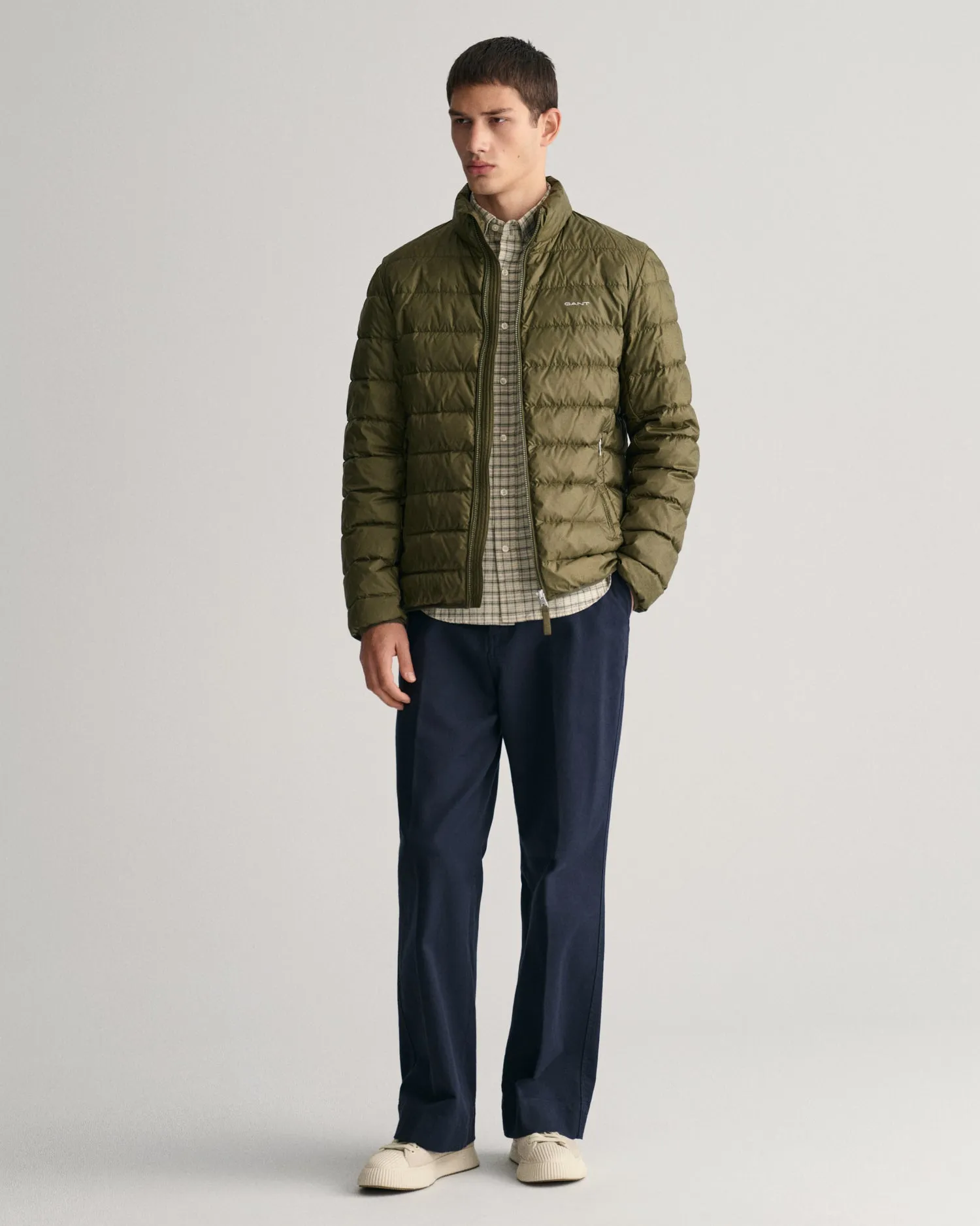 Gant Men Green Solid Stand Collar Full Sleeves Puffer Jacket