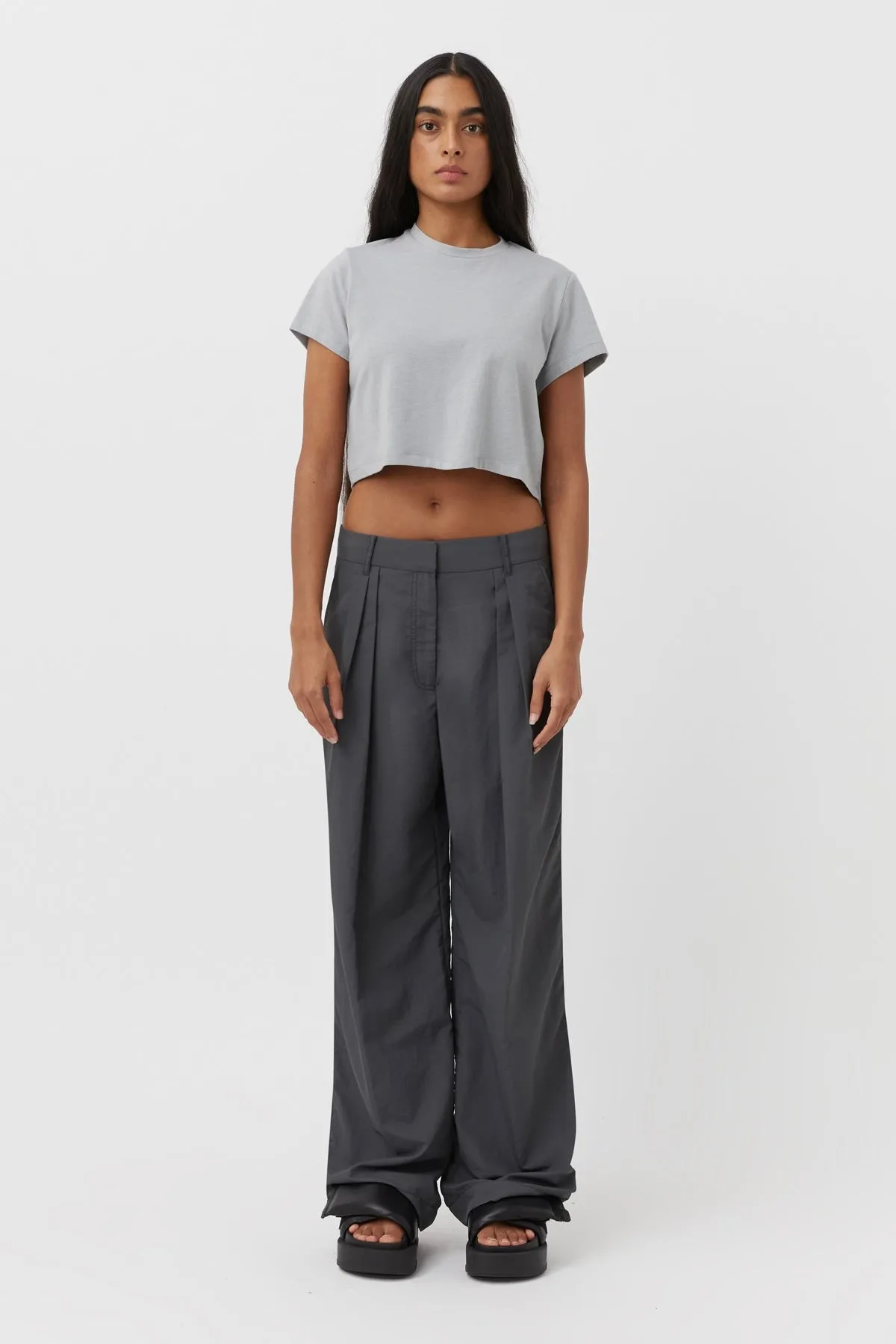 Halazia Cropped Tee Light Grey Marle