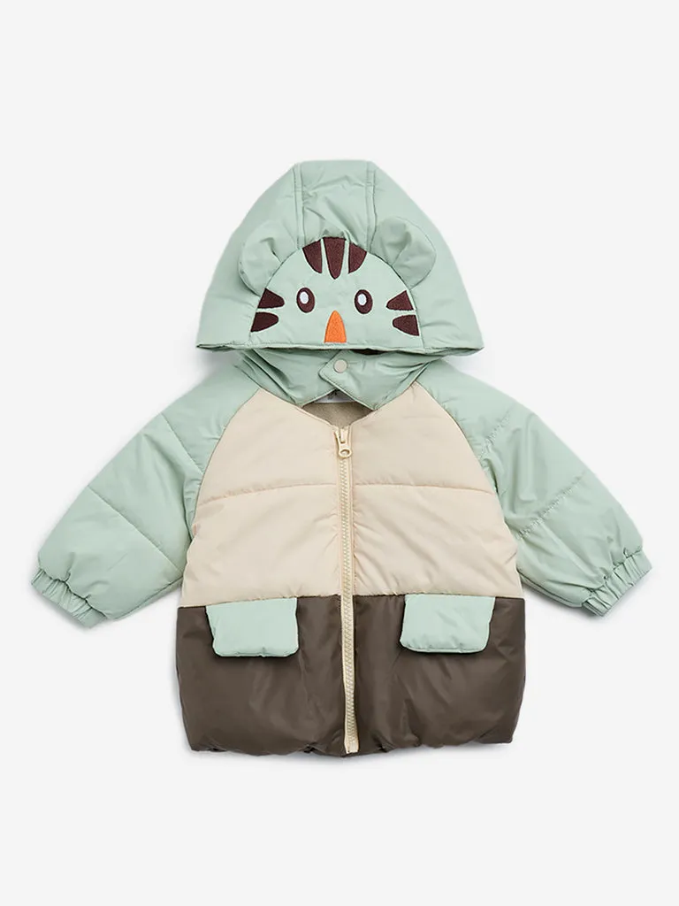 HOP Baby Sage Animal Design Hooded Puffer Jacket