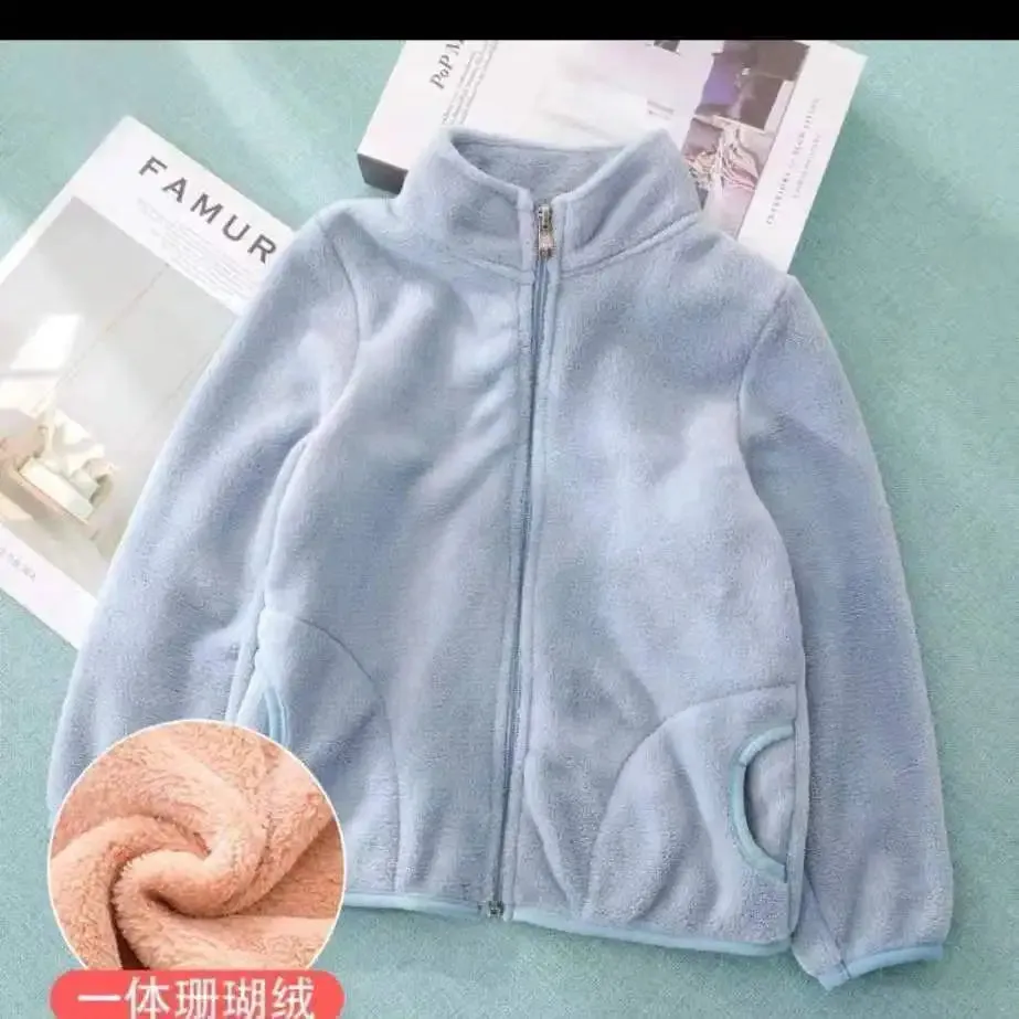 Kids Girls Jacket Coats Autumn Winter Soft Polar Fleece Hoodies Jacket Boys Coat Warm Children Outwear Teenagers 7 8 9 10 Years