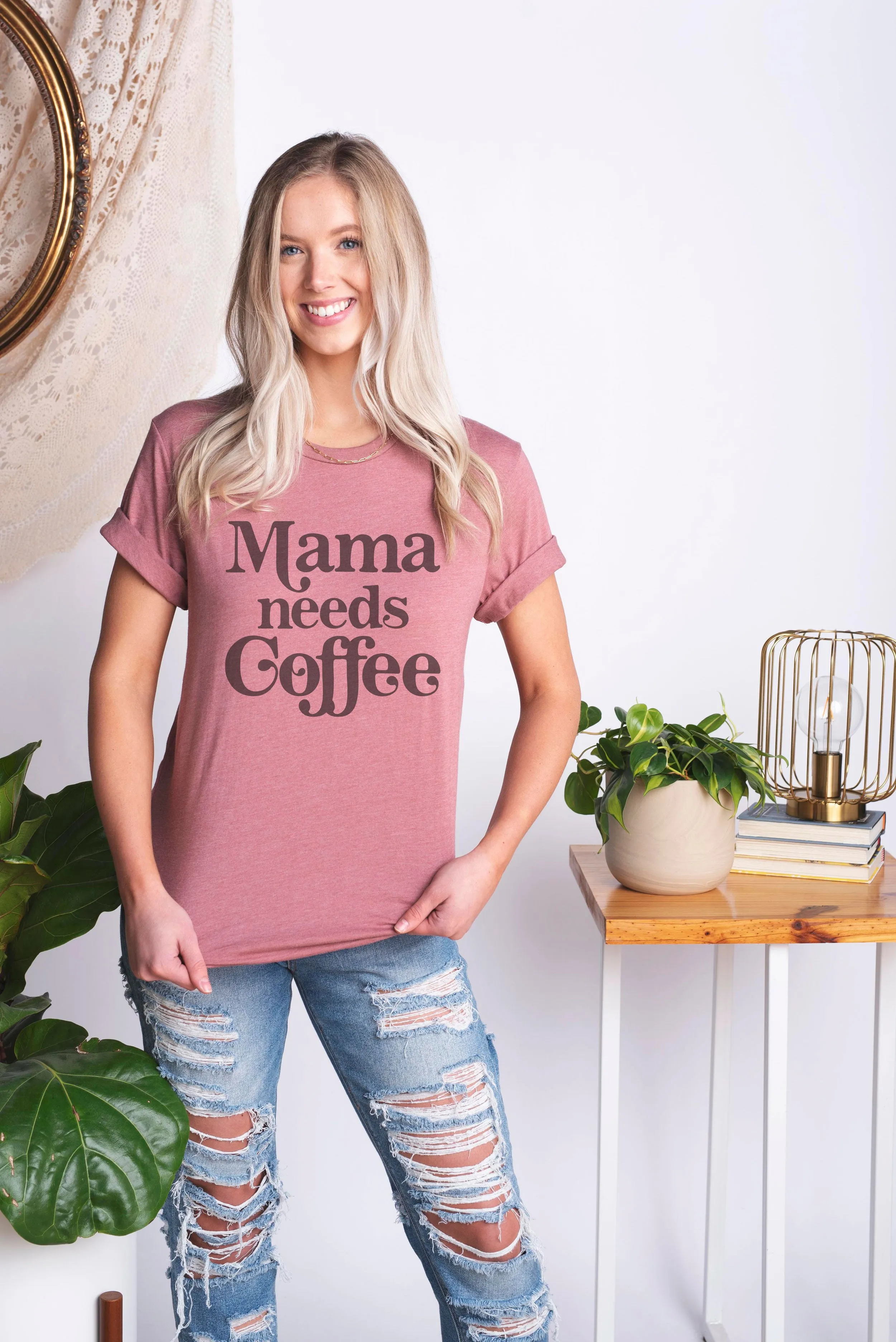 Mama Needs Coffee Adult Shirts - light or dark artwork