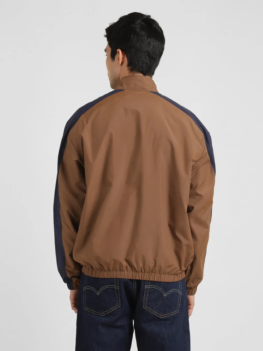 Men's Brown High Neck Tailored Jacket