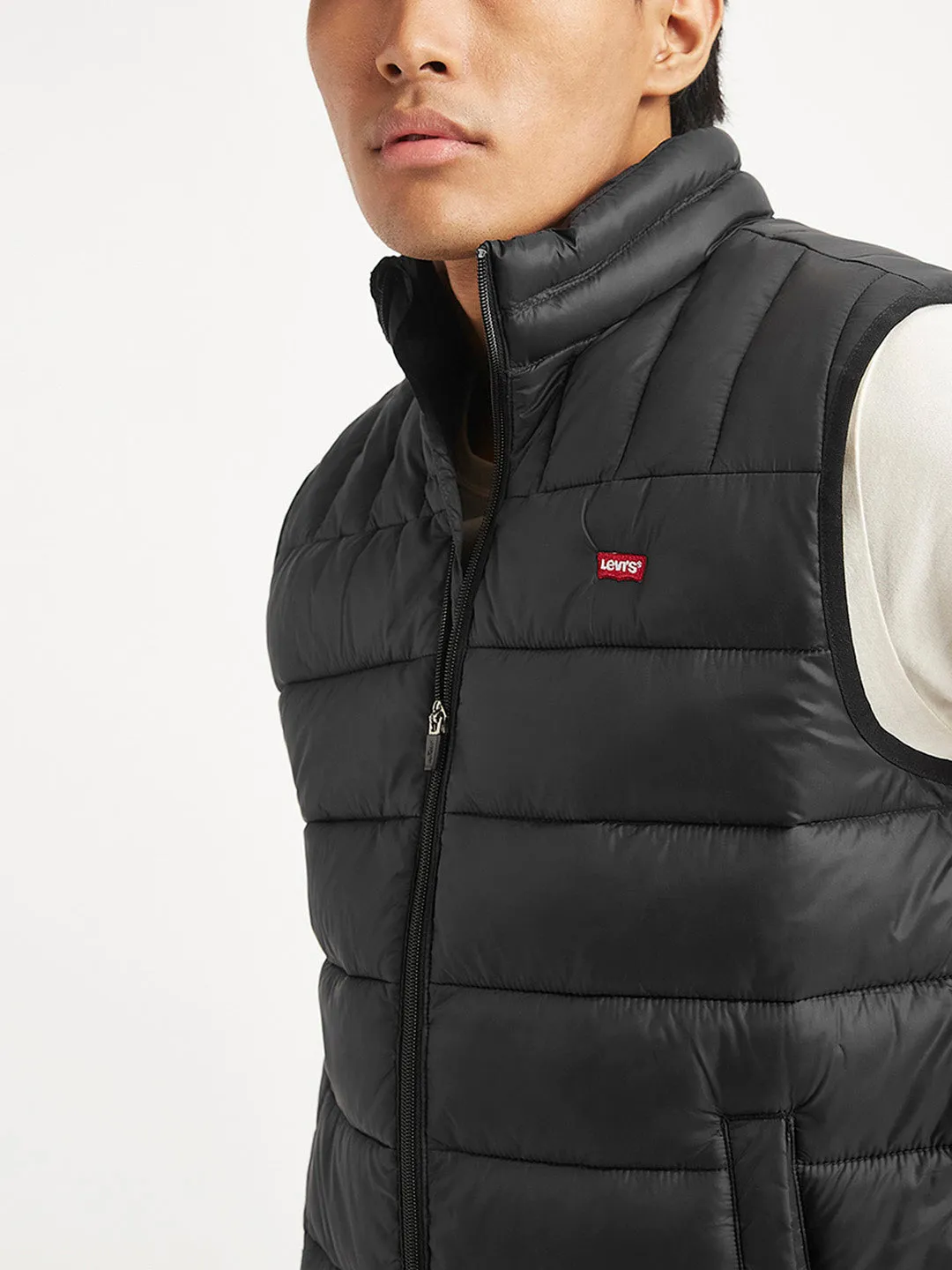 Men's Quilted Black Collar Neck Jacket