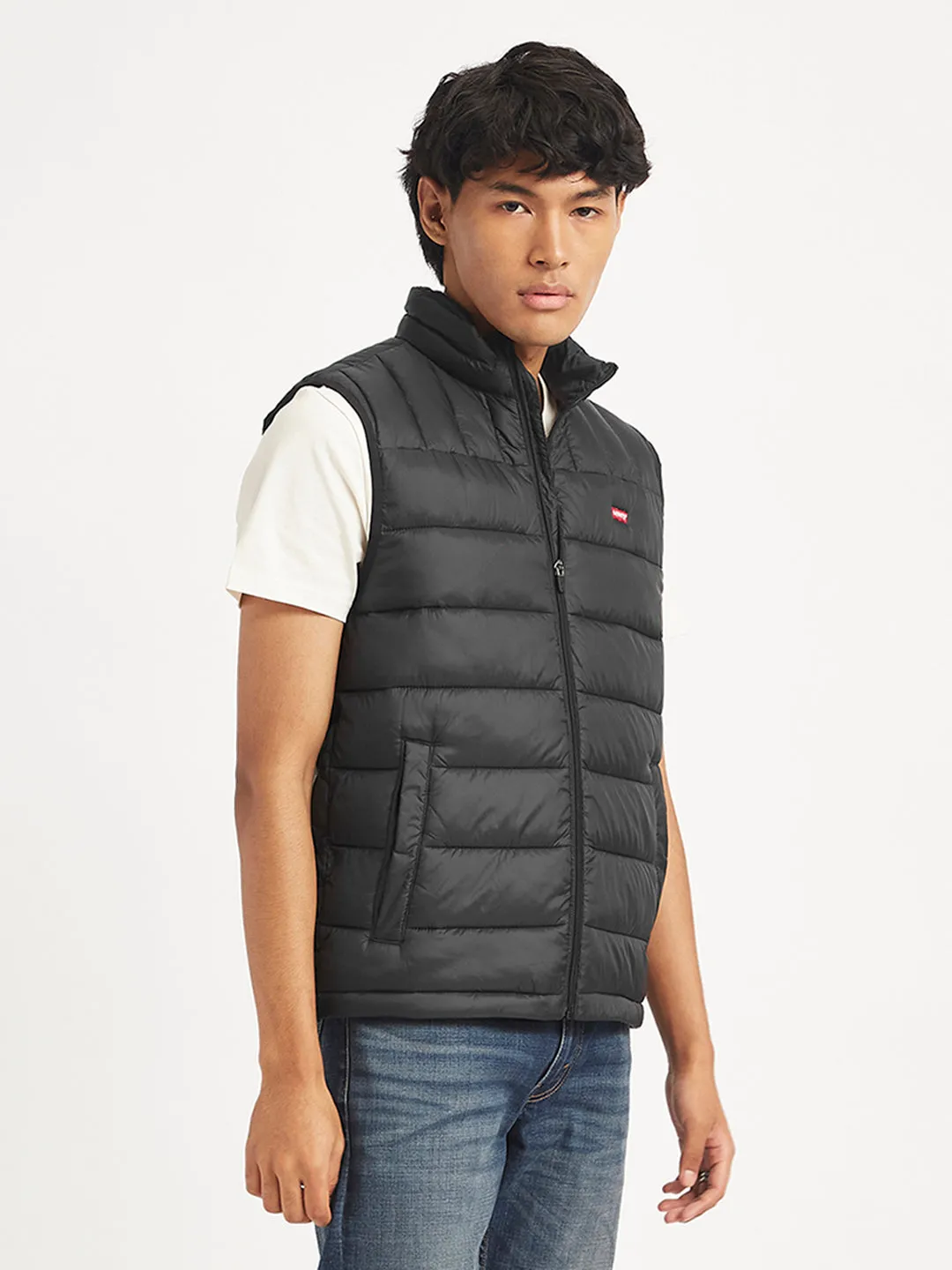 Men's Quilted Black Collar Neck Jacket