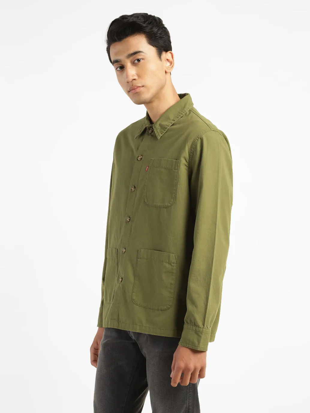 Men's Solid Full Sleeve Shacket