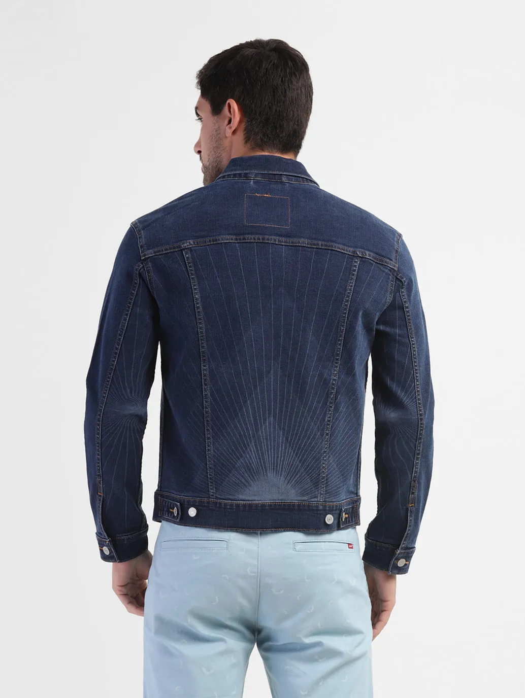 Men's Solid Spread Collar Denim Jacket