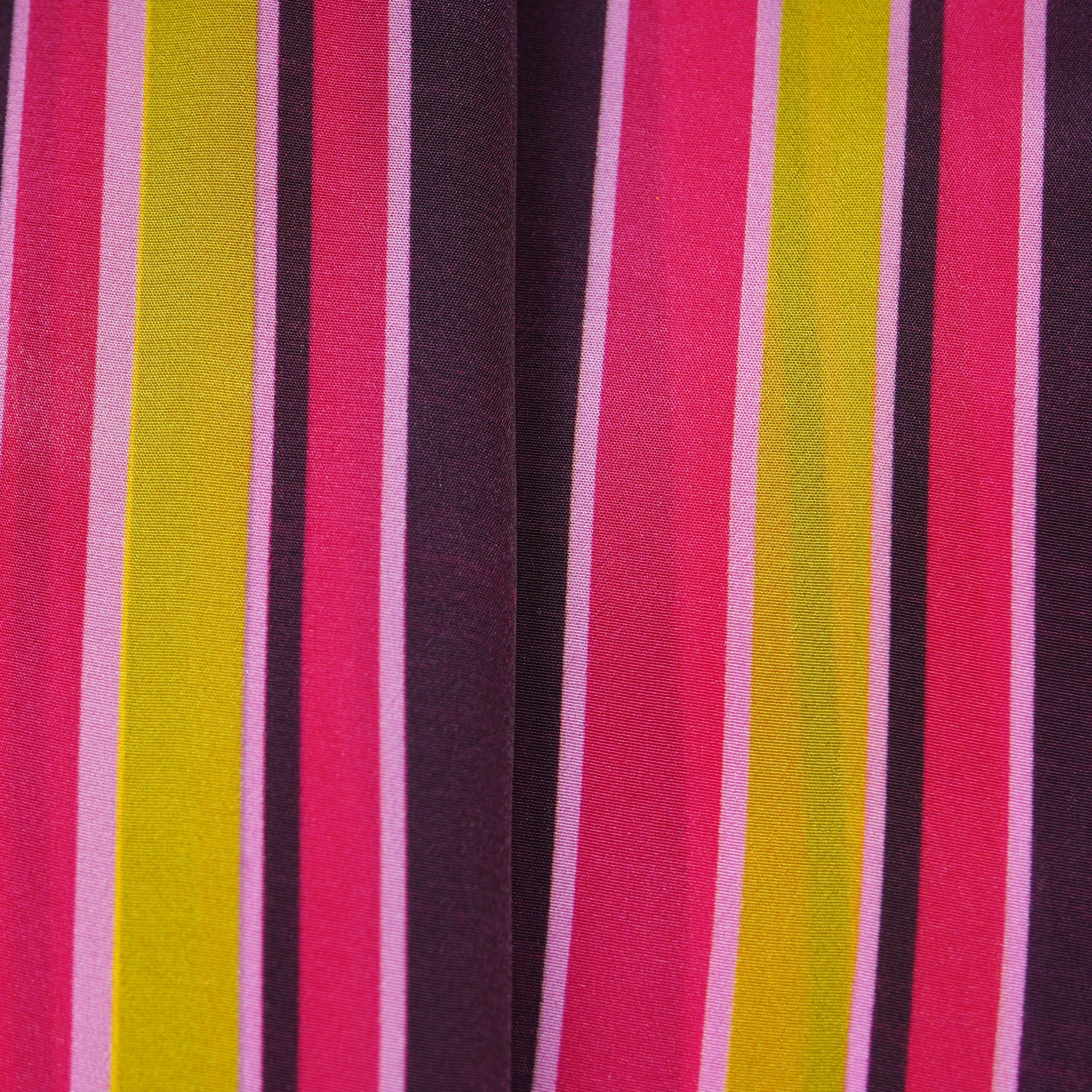 Multicolor Stripes Print Natural Crepe Fabric 21056