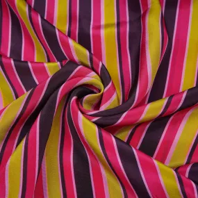 Multicolor Stripes Print Natural Crepe Fabric 21056