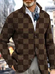 Plaid / Check Fashion Print Wool Coat