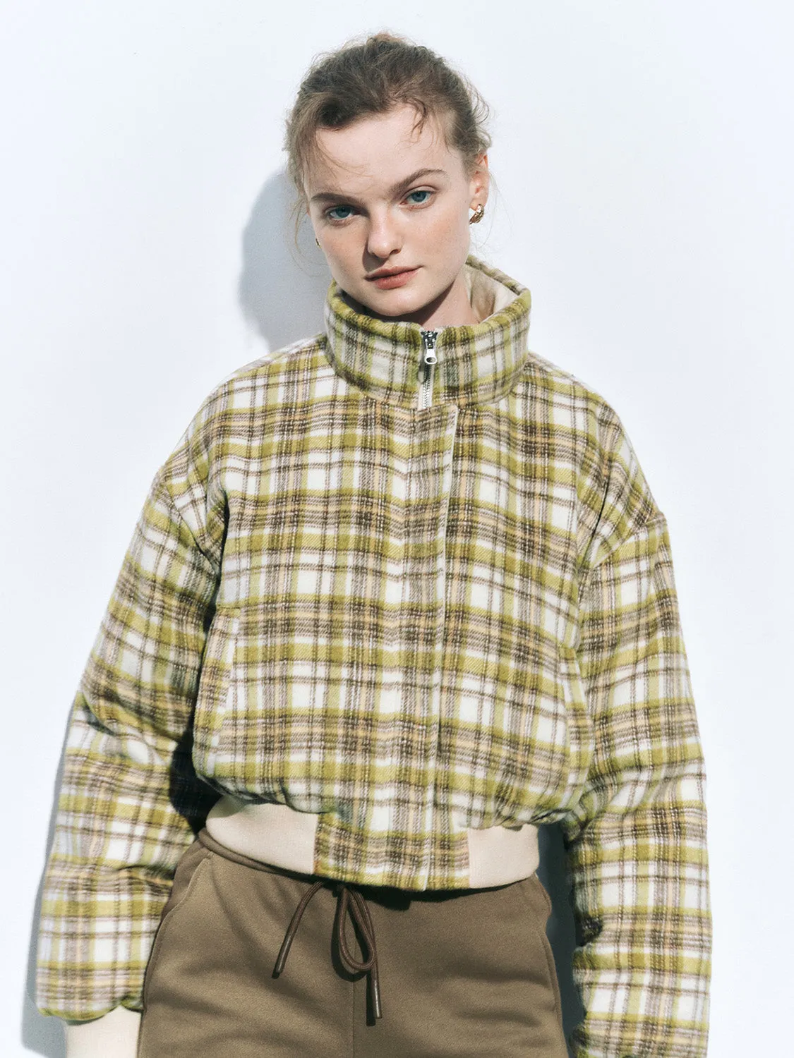 Plaid Padded Puffer Jackets