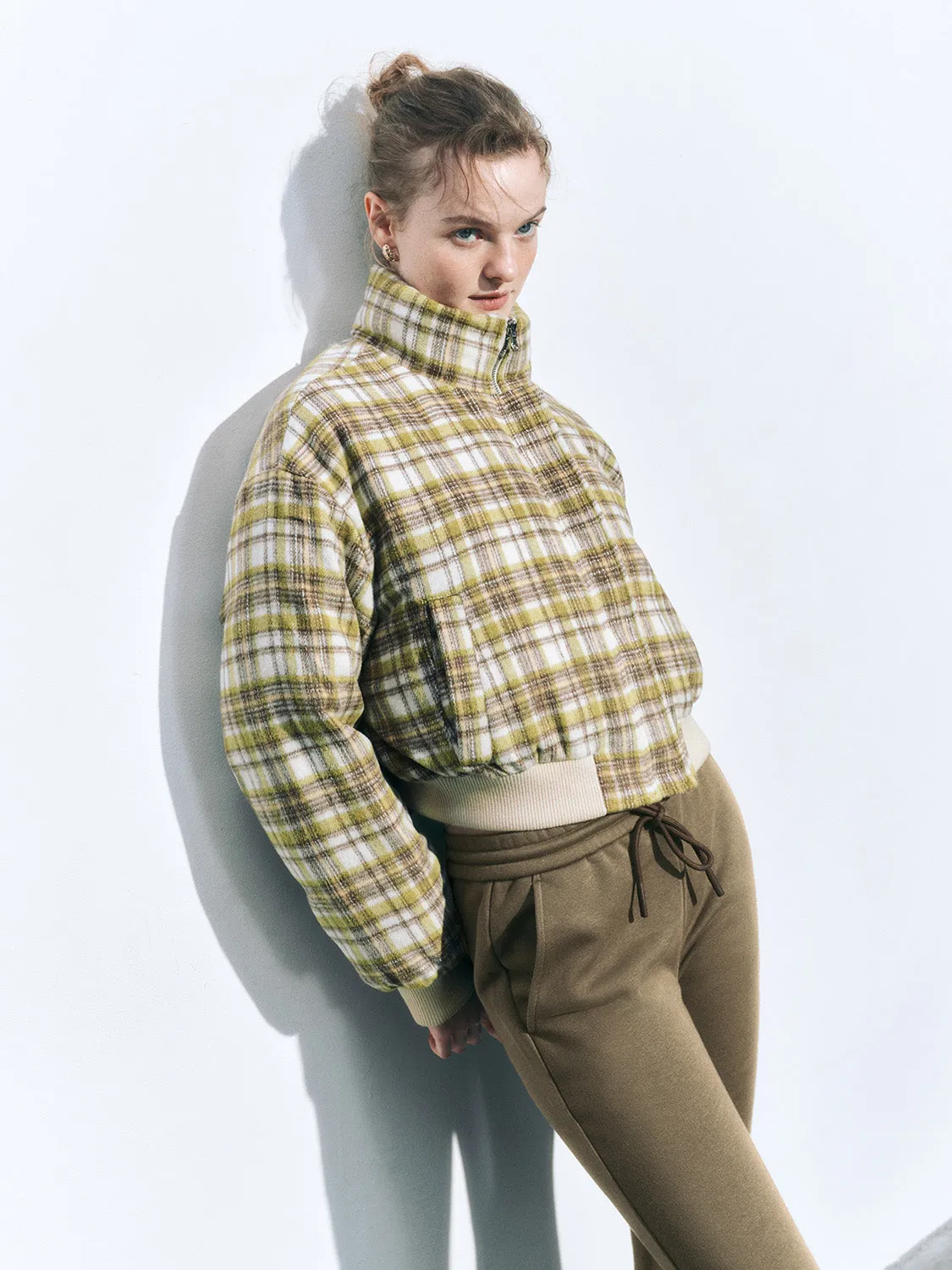 Plaid Padded Puffer Jackets