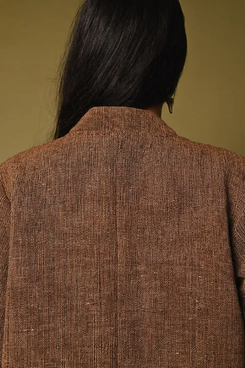 Rangsutra Handwoven Brown Full Sleeve Woolen Jacket