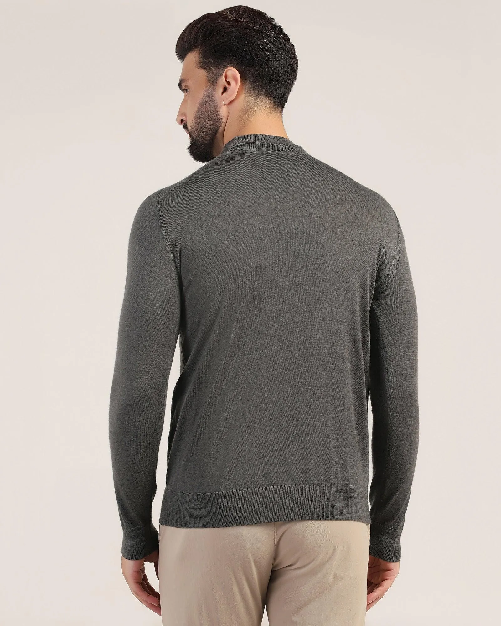 Round Neck Kelp Solid Sweater - Jester