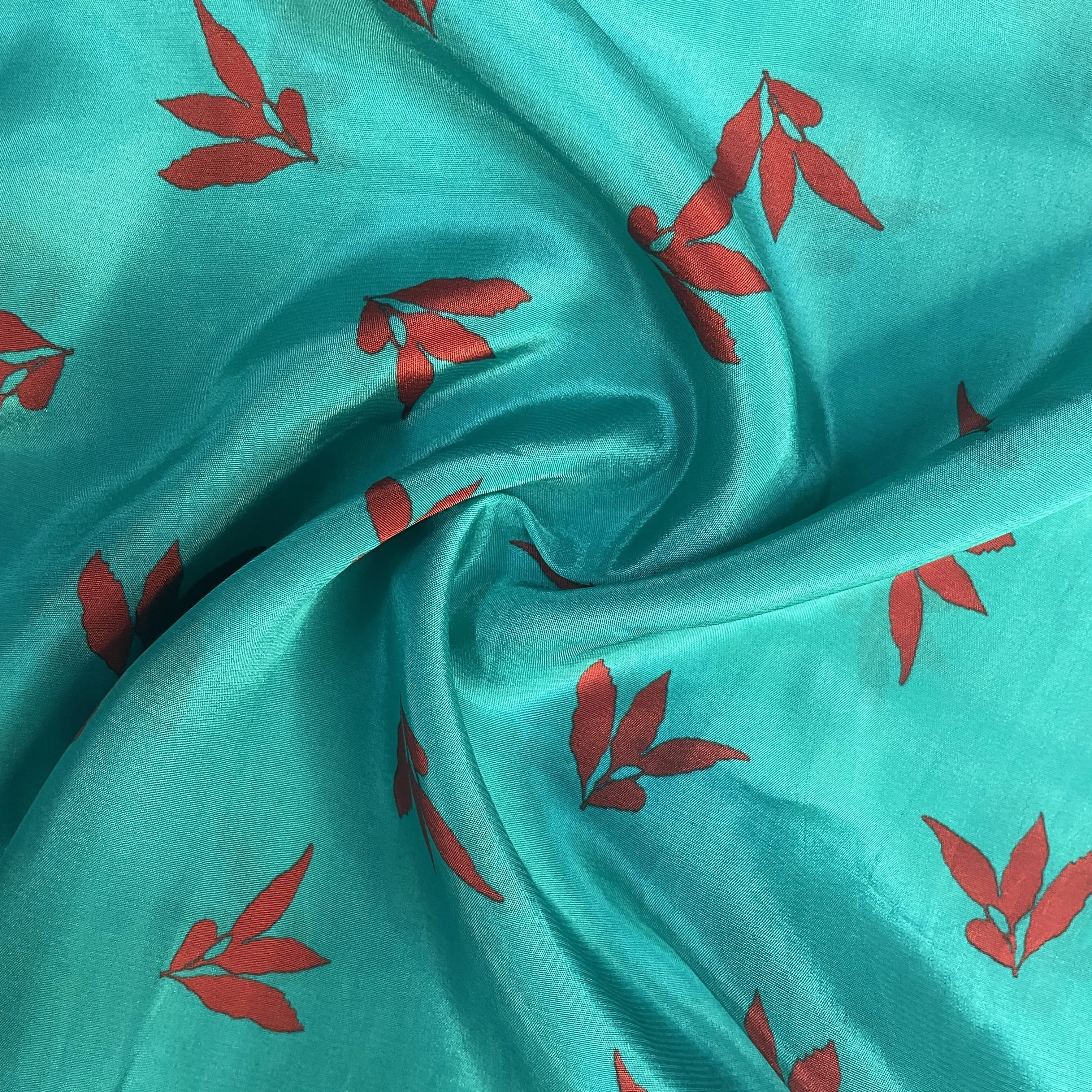 Sea Green Tropical Print Natural Crepe 20340