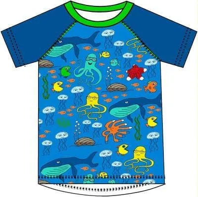 Short Sleeve Raglan Tee: SeaLife Blue