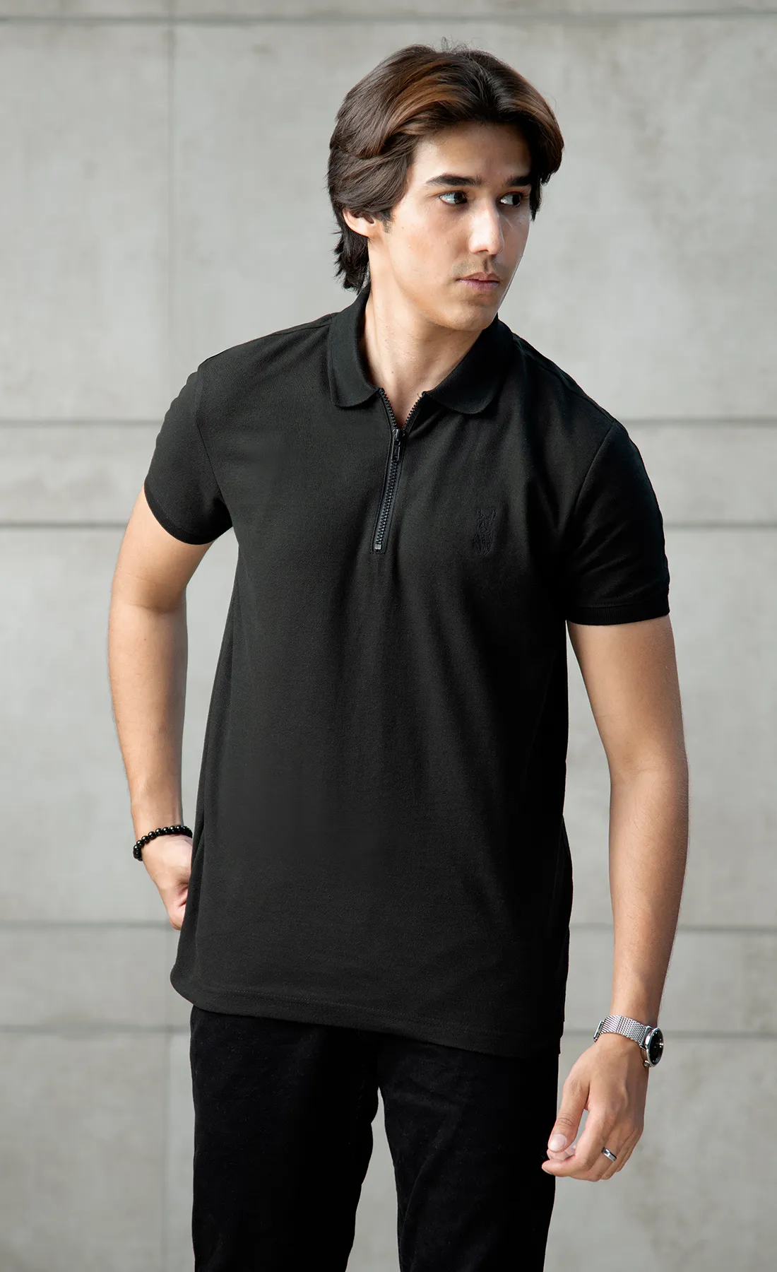 Streetela Black Zipper Polo