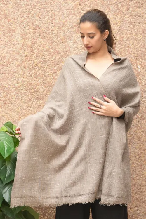 TICH Exclusive Soft Himachal Wool Plain Stole - Dark Beige