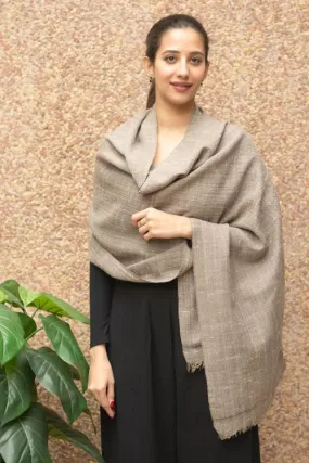 TICH Exclusive Soft Himachal Wool Plain Stole - Dark Beige