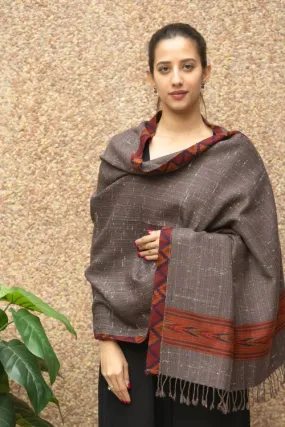 TICH Exclusive Soft Himachal Wool Stole - Brown Kinnauri