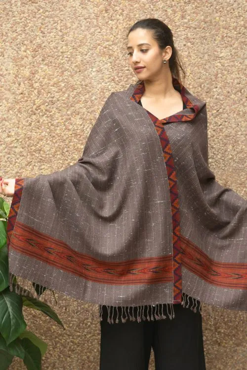 TICH Exclusive Soft Himachal Wool Stole - Brown Kinnauri