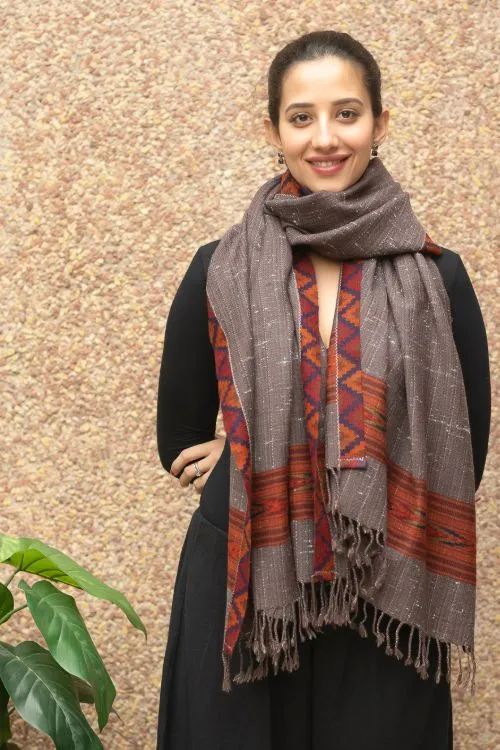 TICH Exclusive Soft Himachal Wool Stole - Brown Kinnauri