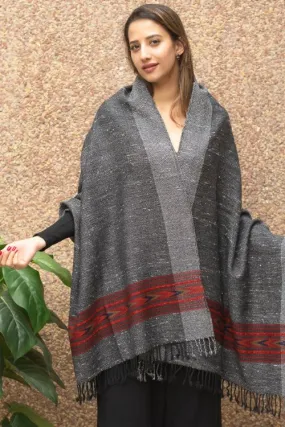 TICH Fine, Soft Himachal Wool Stole - Grey Specks