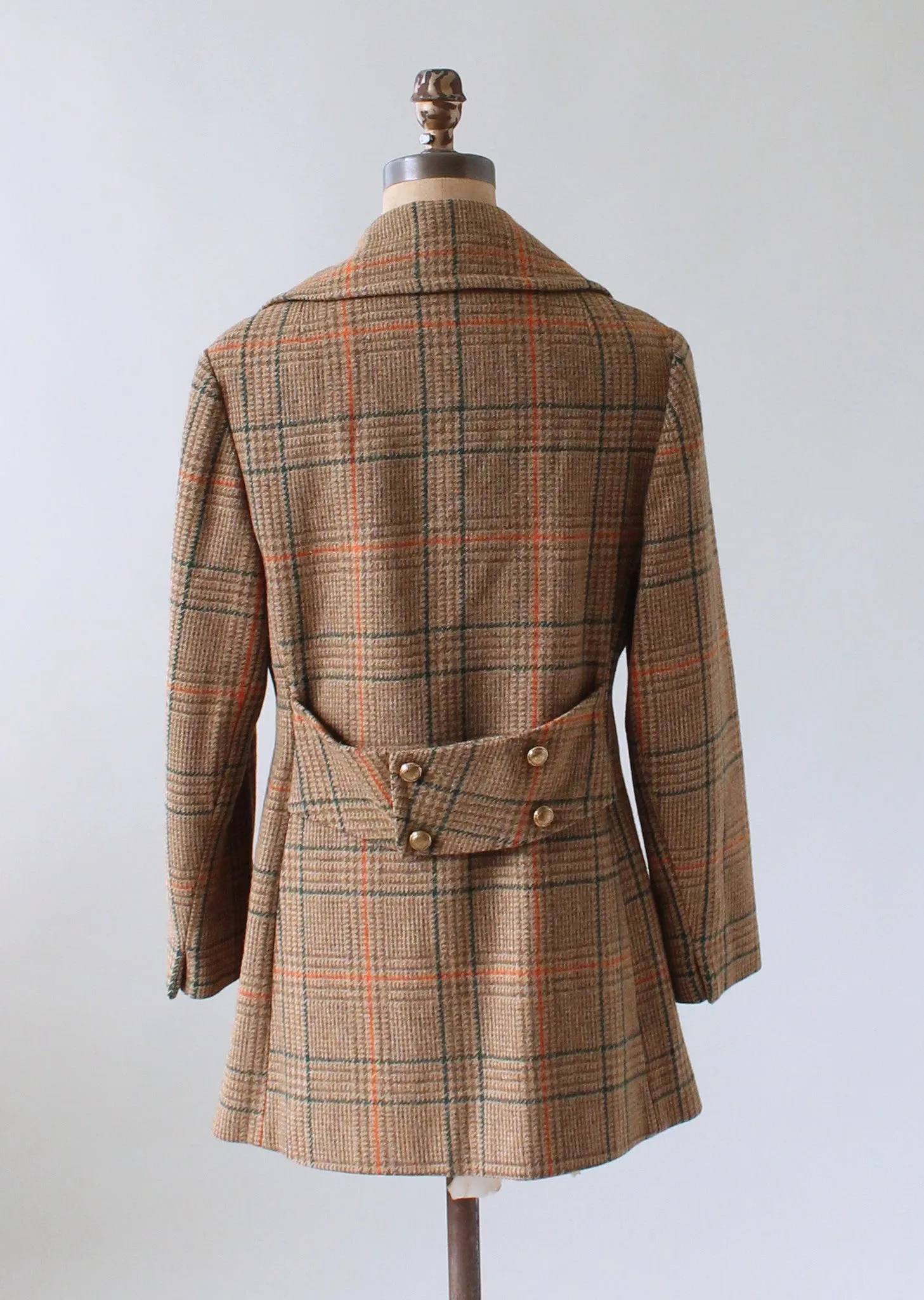 Vintage 1960s Plaid Tweed Car Coat