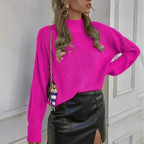 Women's Fashion Solid Color Half Turtleneck Sweater